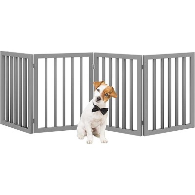 PETMAKER Pet Gate ¨C Dog Gate for Doorways, Stairs or House ¨C Freestanding, Folding, Accordion Style, MDF Wooden Indoor Dog Fence (4 Panel, Gray)