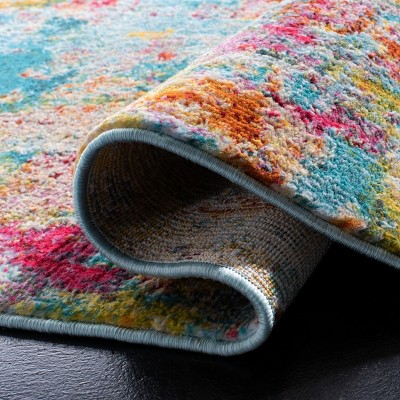 Luxor 8' x 10' Blue and Multicolor Hand-Knotted Viscose Area Rug