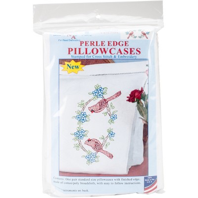 Jack Dempsey Stamped Pillowcases W/White Perle Edge 2/Pkg-Cardinal