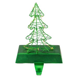 Northlight 8" LED Lighted Green Wired Christmas Tree Stocking Holder - 1 of 4
