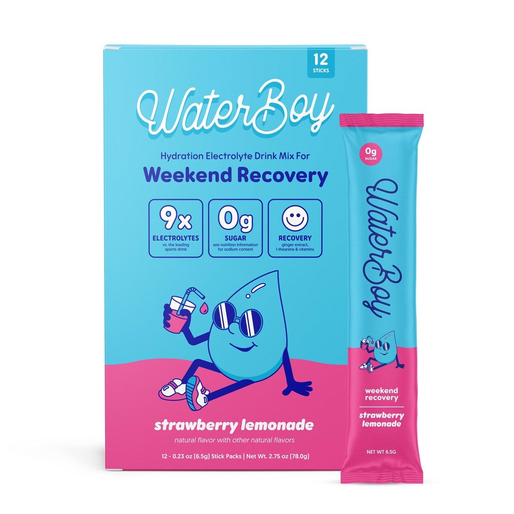 Photos - Vitamins & Minerals Waterboy Hydration + Weekend Recovery Dietary Supplement - Strawberry Lemo