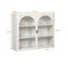 Wall Mounted Storage Cabinet with Detachable Shelves & Double Glass Doors | Multi-Use Organizer for Bathroom, Kitchen, Laundry Room (White) - 2 of 4