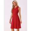 Allegra K Women's Work Office Belted V Neck Side Zipper Sleeveless Midi A-Line Dress - 4 of 4