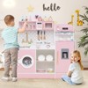 Infans Kids Kitchen Set Wooden Kitchen Playset with Clock, Microwave, Sink, Dish Rack - 3 of 4