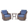 3 Pieces Outdoor Gliders Chairs Swivel Chairs with Side Table Set of 3 - 3 of 4