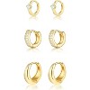 Gold Chunky Hoop Earrings Set for Women, 14K Gold Plated Twisted Huggie Hoop Earring, Thick Open Hoops Set Lightweight - 2 of 4