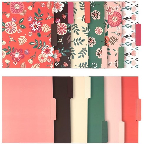 Juvale 12 Pack Letter Size Flower File Folders with 1/3 Cut Tab, 6 Floral Designs, Letter Size, 9.5 x 11.5 In - image 1 of 4