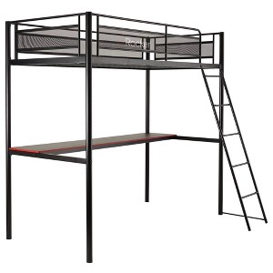 Twin HQ Gaming Bunk Bed with Built-In Shelving Black - X Rocker: Durable Metal Frame, Space-Saving Design - 1 of 4