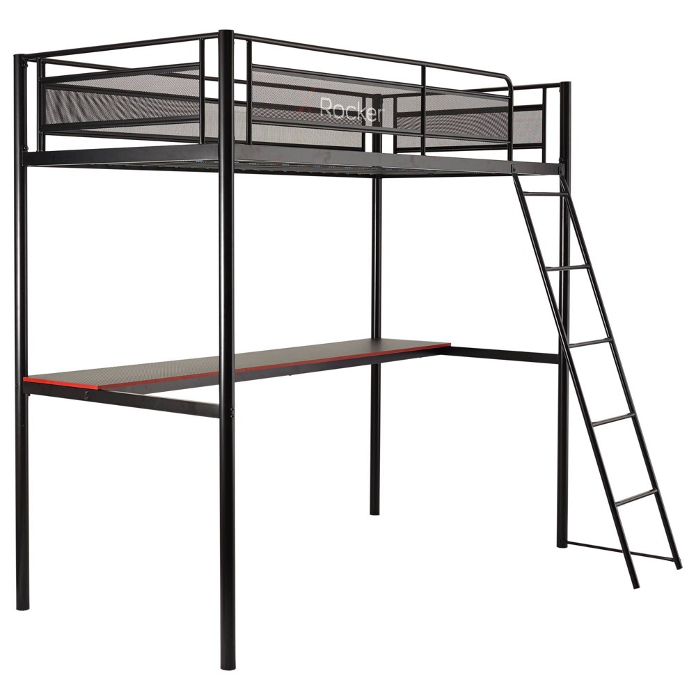 Photos - Bed Frame X Rocker Twin HQ Gaming Bunk Bed with Built-In Shelving Black  