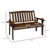 SKRAN Wood Outdoor Bench, 2-Person Garden Bench with Cupholder Armrests, Slatted Seat and Backrest, Park Bench for Patio, Porch, Lawn,Black Brown - 3 of 4