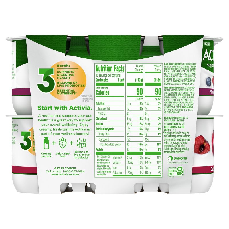 Activia Probiotic Black Cherry &#38; Mixed Berry Yogurt Variety Pack - 12ct/4oz Cups, 5 of 10