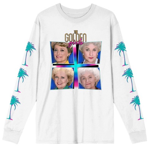 Golden Girls Main Characters and Palm Trees Men's White Long Sleeve Shirt - image 1 of 2