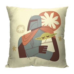 Disney Star Wars The Mandalorian Holding Grogu Throw Pillow 18x18 Inches - 1 of 2