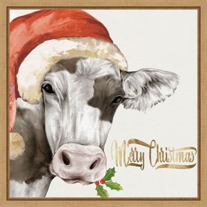 Amanti Art Christmas Cow by PI Studio Canvas Wall Art Print Framed 16 x 16-in. - 1 of 4