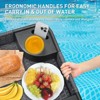 EAGLE PEAK Square Floating Tray for Pool and Hot Tub Wicker Serving Tray with Handles & Cup Large Floating Tray for Food & Drinks - 3 of 4