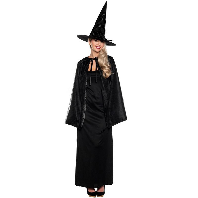 Underwraps Costumes Witch Cape and Hat Adult Costume Set | Black, 1 of 4