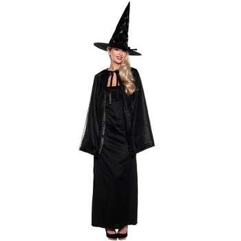 Underwraps Costumes Witch Cape and Hat Adult Costume Set | Black