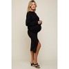 PinkBlush Black Knit Long Sleeve Crop Top Maternity Midi Skirt Set - 2 of 4