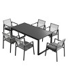 Modern Outdoor 7 Pieces Dining Set,Back Upholstered Dining Room Chair Set of 6 and Patio Table,Poolside Balcony Table and Chair-Cuddlewood - 2 of 4
