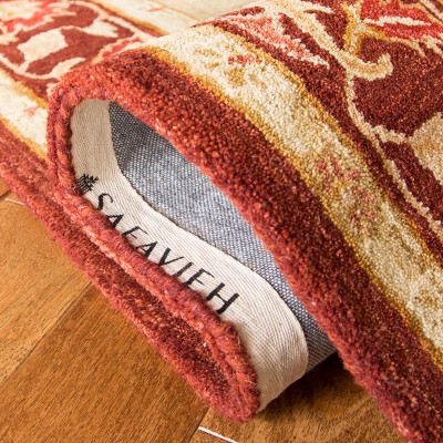 Sage and Burgundy Handmade Wool 8' x 10' Area Rug