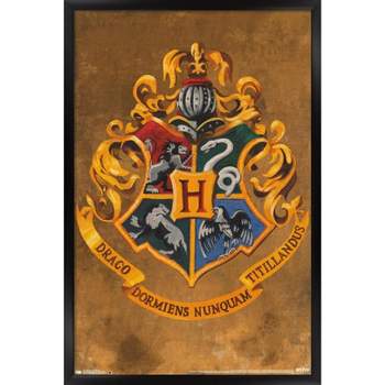 Trends International The Wizarding World: Harry Potter - Hogwarts Crest Framed Wall Poster Prints