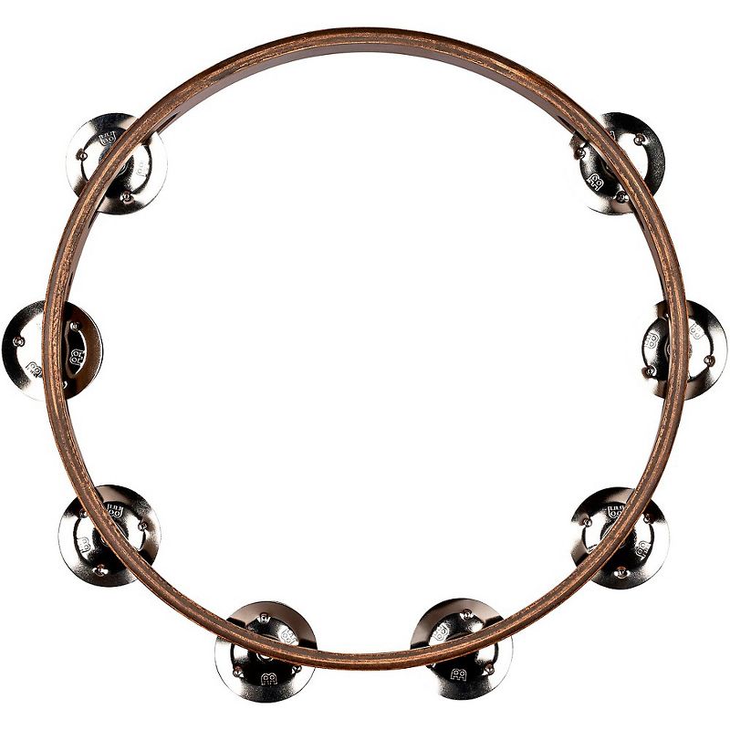 MEINL Wood Tambourine with Single Row Stainless Steel Jingles 10 in. Walnut Brown, 2 of 6