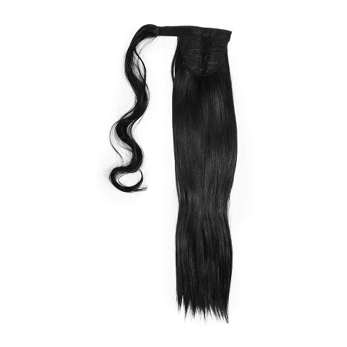 Glamlily Ponytail Hair Extensions, Long Straight Synthetic Hairpiece With  Wrap Around Clip For Women, Black : Target