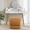 PAGED 17.3" Square Wooden Ottoman, Modern Leather Vanity Chair Footrest Stool, Entryway Shoe Bench for Living Room, Bedroom - 2 of 4