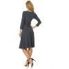 Rekucci Women's Slimming 3/4 Sleeve Fit and Flare Crossover Tummy Control Dress - 3 of 4