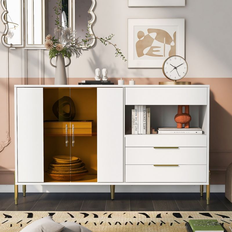 Modern Sideboard, Buffet Storage Cabinet with Acrylic Doors and Adjustable Shelves-ModernLuxe, 2 of 14