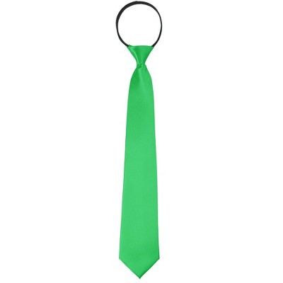 INSPIRE CHIC Men's Solid Color Satin Shine Pre-tied Knot Zipper Ties