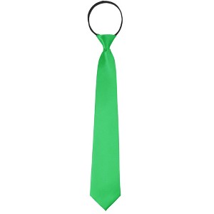 INSPIRE CHIC Men's Solid Color Satin Shine Pre-tied Knot Zipper Ties - 1 of 4