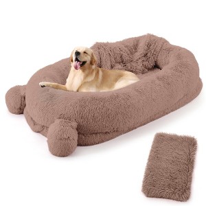 COZONY Large Dog Bed 71"x 45"x 12" – Washable Pet Bed with Faux Fur Bolster, Removable Cover, Calming Plush Cat & Puppy Bed with Non-Slip Bottom - 1 of 4