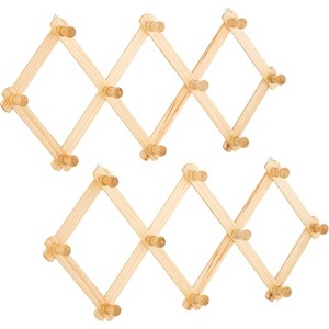 RAM-PRO Accordion Style Wood Expandable Rack Hat, Cap, Belt, Umbrella Coffee Mug Wall Wooden Pegs - 1 of 4