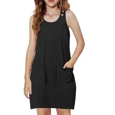Arshiner Kid Girls Casual Dress with Shorts Romper Dresses with Pockets Navy Blue 7-8 Years