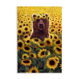 Stupell Industries Happy Bear Sunflower Field Wall Plaque Art - 1 of 4