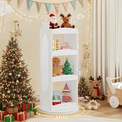 Arceso Rotating Dress Up Storage with Mirror, Kids Dress Up Rack with Jewelry Organizer, Kids Closet for Toddlers Playroom and Bedroom, White
