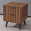 Bekrvio Mid Century Modern Fluted Nightstand with Solid Wood Legs,19.7" Walnut Side Table with Drawers & Open Storage for Bedroom,Living Room - 2 of 4