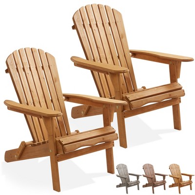 Casafield Folding Adirondack Chair, Cedar Wood Outdoor Lounge Chairs ...