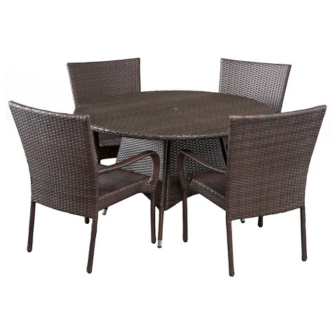 dining patio 5pc wicker grant brown target christopher knight sets