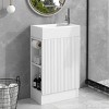 ChicFurnit Bathroom Storage Cabinets Bathroom Floor Storage Cabinet Functional Bathroom Cabinet with Drawer for Bathroom, White, 18.6"*10.6"*33.2" - 3 of 4