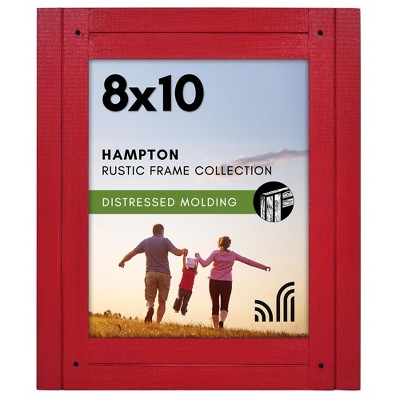 Americanflat 8x10 Picture Frame with Shatter-Resistant Glass, Hampton Collection, Distressed Wood Gallery Picture Frames for Tabletop, Red
