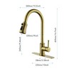 DOMETOUR Single Handle High Arc Pull Out Kitchen Faucet, Single Level Stainless Steel Kitchen Sink Faucets with Pull Down Sprayer - 2 of 4