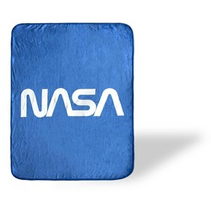 Just Funky NASA Logo Fleece Soft Throw Blanket | Large NASA Blanket | 60 x 45 Inches - 1 of 4