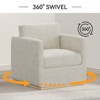 Vipbear Swivel Accent Chair, Velvet Swivel Bucket Chair, Wooden Base Swivel Club Chair, Upholstered Armchair, Reading Chair,Black/White/Beige/Brown - 3 of 4