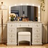 ORRD White Makeup Vanity with 10 Bulb Mirror, 3-Mode Lighting, Cushioned Stool & 9 Storage Drawers - 2 of 4