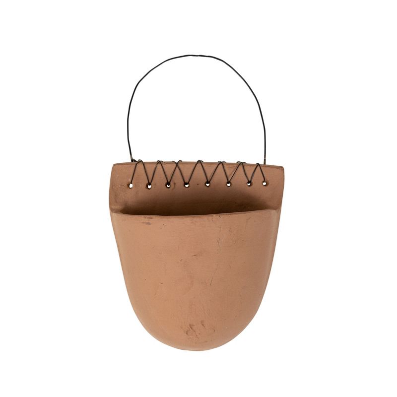 Wire Detailed Terracotta Wall Pocket by Foreside Home & Garden, 1 of 7