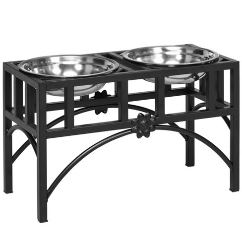 Black Steel Raised Dog Feeder