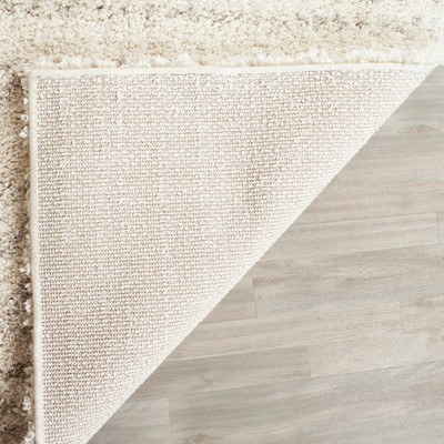 Ivory Synthetic Shag Reversible Runner Rug
