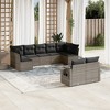 vidaXL 9 Piece Patio Sofa Set with Cushions Gray Poly Rattan - With Table - 2 of 4